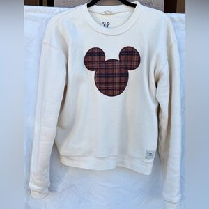 Albion Disney Mickey Plaid Crew Sweatshirt, Natural XXS
